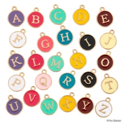 Alphabet Round Colourful Charms Assortment-104Pk