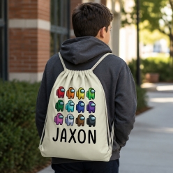 Among Us Characters Personalized Drawstring Backpack