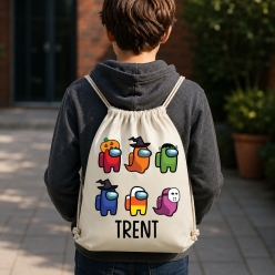Among Us Character Personalized Drawstring Backpack