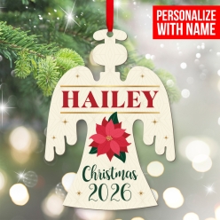 Angel Personalized Name Wood Ornament