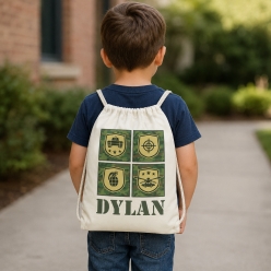 Army Camo Patches Personalized Drawstring Backpack