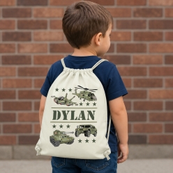 Army Camo Vehicles Personalized Drawstring Backpack