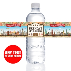 Travel Party PERSONALIZED VINYL Bottle Labels - 10 PK