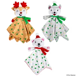 Christmas Plush Animals with Blankets-3Pk
