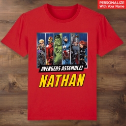 Avengers Team Personalized Red T-shirt