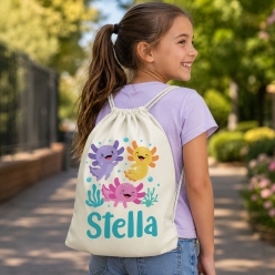 Axolotl Personalized Drawstring Backpack