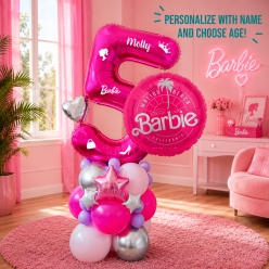 Malibu Barbie Party 6 FT Airfill Personalized Balloon Column Kit