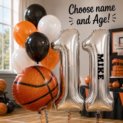 Basketball PERSONALIZED 2 Digit Age Balloon Bouquet