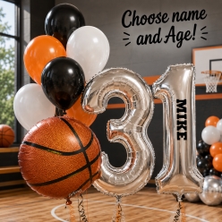 Basketball Adult PERSONALIZED Name & Age Balloon Bouquet