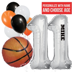 Basketball PERSONALIZED Name & Double Digit Age Balloon Bouquet