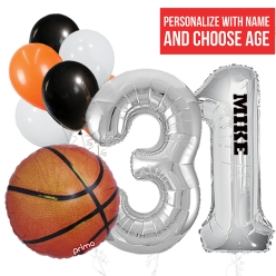 Basketball Adult PERSONALIZED Name & Age Balloon Bouquet