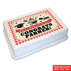 Gingham BBQ Grad Personalized Edible Icing