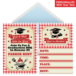 Grad PERSONALIZED BBQ Gingham Invitations - 8 Pk