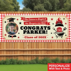BBQ Graduation PHOTO PERSONALIZED Giant Vinyl Keepsake Banner