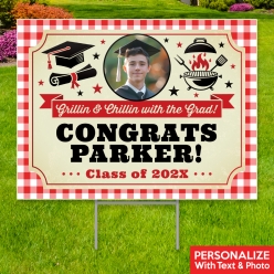 BBQ Grad Party Photo PERSONALIZED Large Yard Sign