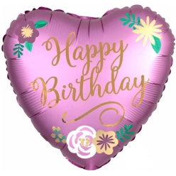 Floral Heart Birthday Foil Balloon