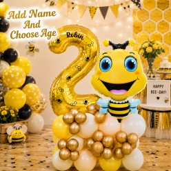 Bee Party Airfill Personalized Balloon Column