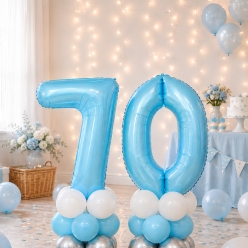 70th Pastel Blue Airfill Balloon Column