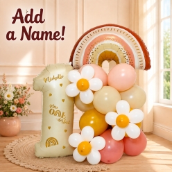 Boho Rainbow 1st 6 FT Airfill Personalized Balloon Kit