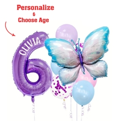 Butterfly PERSONALIZED Name & Age Balloon Bouquet