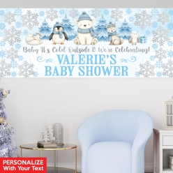 Baby It's Cold Outside Blue PERSONALIZED Giant Vinyl Banner