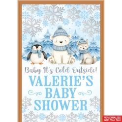 Baby It's Cold Outside Blue PERSONALIZED Giant Vinyl Door Sign