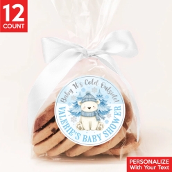 Baby It's Cold Outside Blue PERSONALIZED Favor Bags w/ Bows 12pk