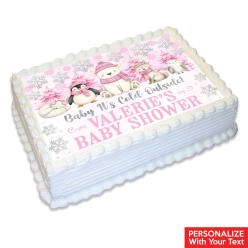 Baby it's Cold Outside Pink Personalized Edible Icing