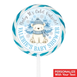 Baby It's Cold Outside Blue PERSONALIZED Lollipops - 12 Pk