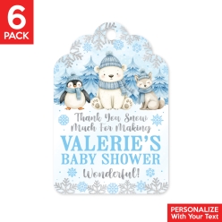 Baby it's Cold Outside Blue PERSONALIZED Thank You Tags - 6 PK