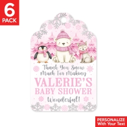 Baby it's Cold Outside Pink PERSONALIZED Thank You Tags - 6 PK