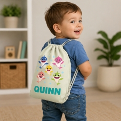Baby Shark Family Personalized Name Drawstring Backpack