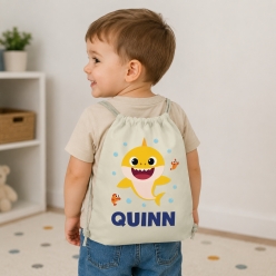 Baby Shark Name Personalized Name Drawstring Backpack