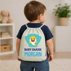 Baby Shark Shell Personalized Name Drawstring Backpack