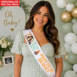Woodland Baby Shower Personalized White Satin Sash