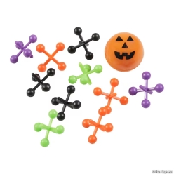 Halloween Jack-O'-Lantern Ball & Jacks Game Sets for 10