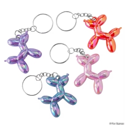 Balloon Dog Plastic Keychains - 12Pk