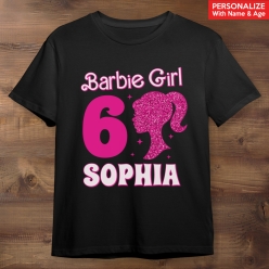 55% OFF: Barbie Silhouette Name & Age Personalized Black T-shirt