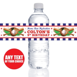 Baseball PERSONALIZED VINYL Bottle Labels - 10 PK