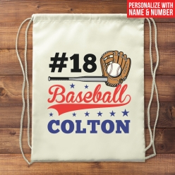 60% OFF: Baseball Name & Number Personalized Drawstring Backpack
