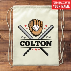 60% OFF: Baseball Mitt Personalized Drawstring Backpack