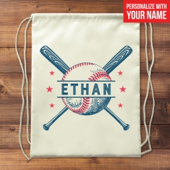60% OFF: Baseball Vintage Personalized Drawstring Backpack