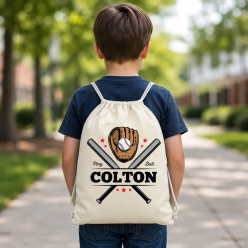 Baseball Mitt Personalized Drawstring Backpack