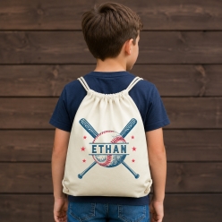 Baseball Vintage Personalized Drawstring Backpack