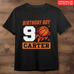 55% OFF: Basketball Birthday Personalized Name Black T-shirt