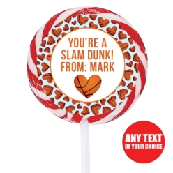 PERSONALIZED Valentine Basketball Lollipops - 12 Pk