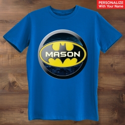 Bat Logo Personalized Blue T-shirt