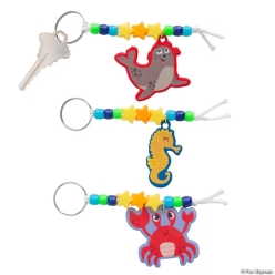 Beach Buddies Beaded Keychain Craft Kit-12Pk