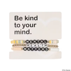 Mental Health Matters Beaded Bracelet Sets with Card-12Pk