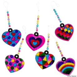 Beaded Heart Suncatcher Craft Kit-6Pk